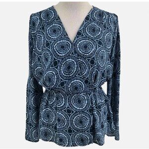 Michael Kors Blue White Medallion Print Blouse